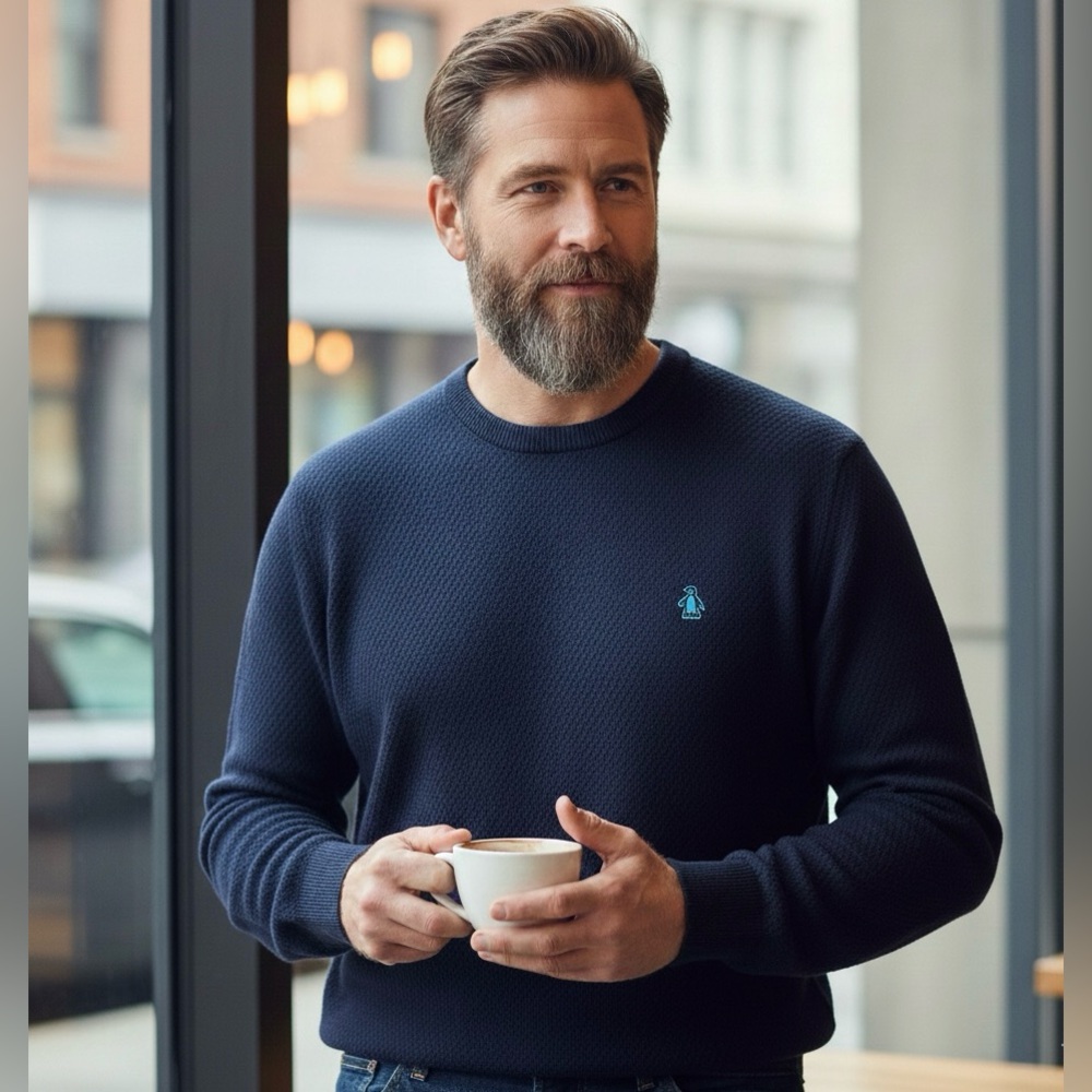 Original Penguin by Munsingwear Blue Cotton Knit Sweater